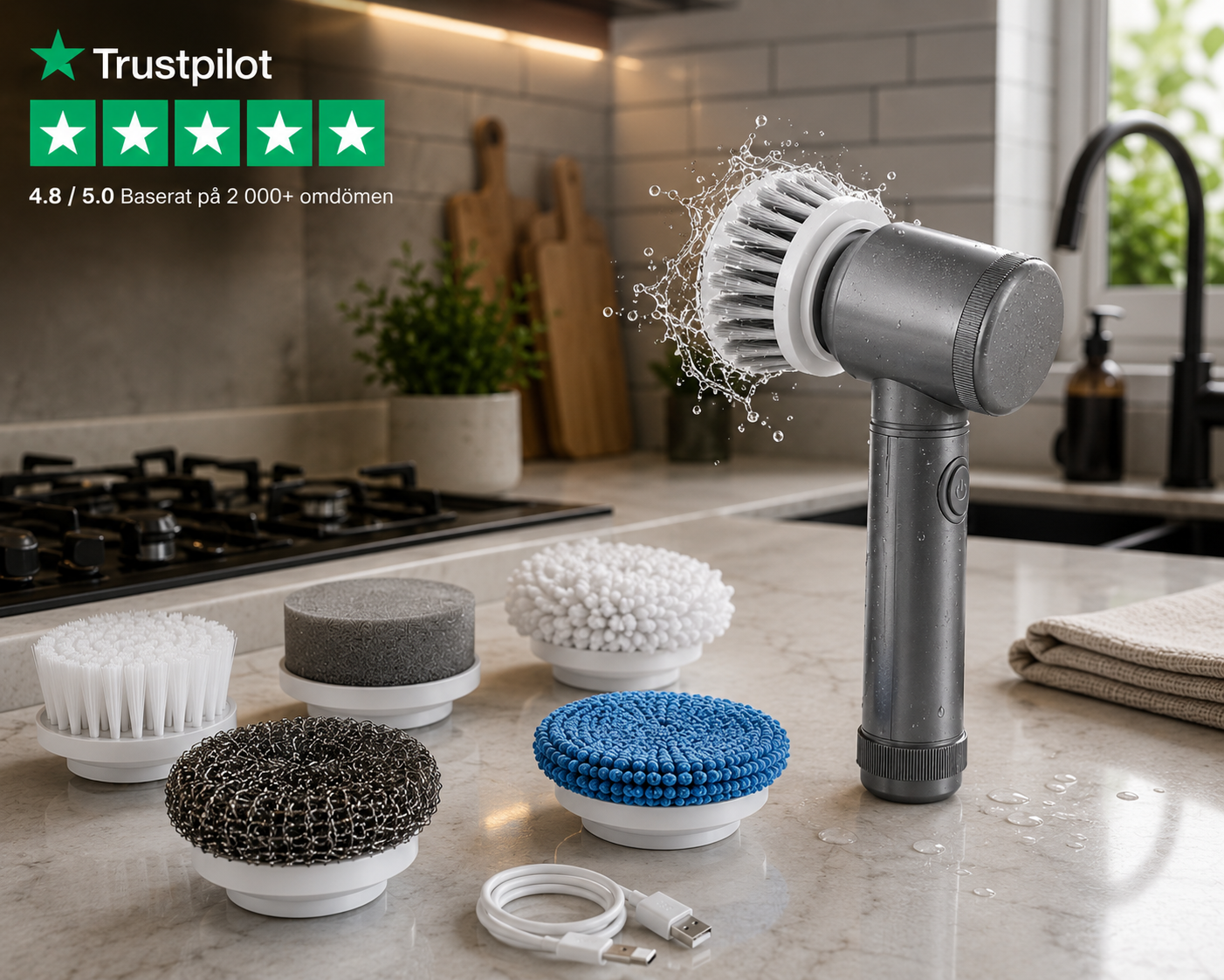 SkuraPro™ – Elektrisk Rengöringsborste 5-i-1